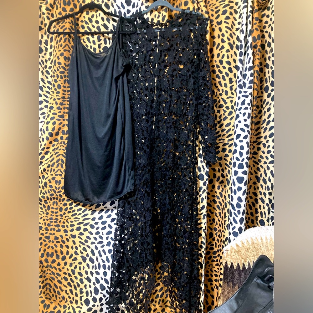 Elegant Black Lace Overlay Dress